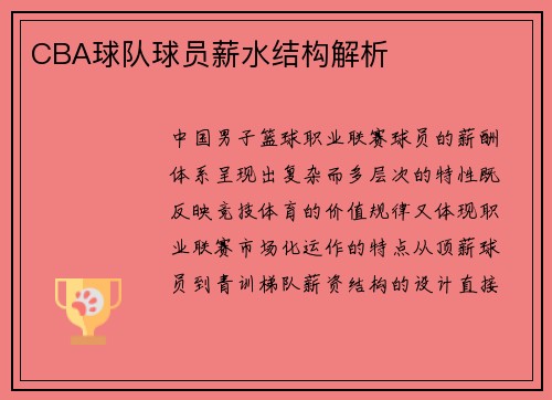 CBA球队球员薪水结构解析